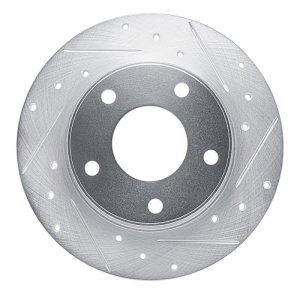 Nissan SENTRA Brake Rotor (1) - Rear Right - R1 Concepts - Drilled & Slotted - Silver - `20-`25